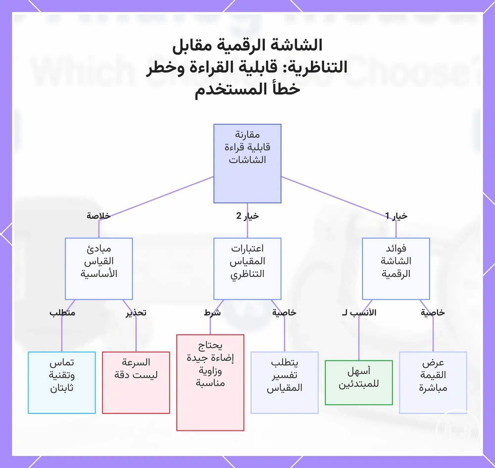 الشاشة الرقمية مقابل التناظرية: قابلية القراءة وخطر خطأ المستخدم