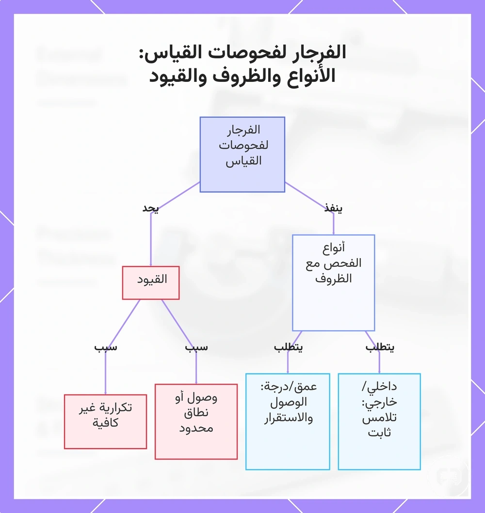 الفرجار لفحوصات القياس: الأنواع والظروف والقيود