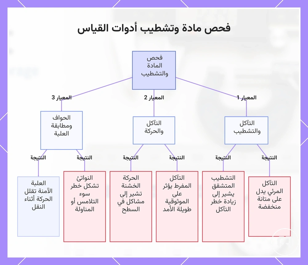 فحص مادة وتشطيب أدوات القياس
