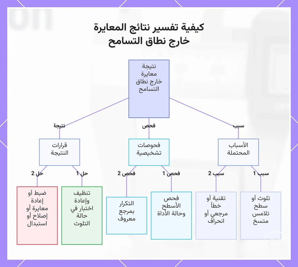 كيفية تفسير نتائج المعايرة خارج نطاق التسامح