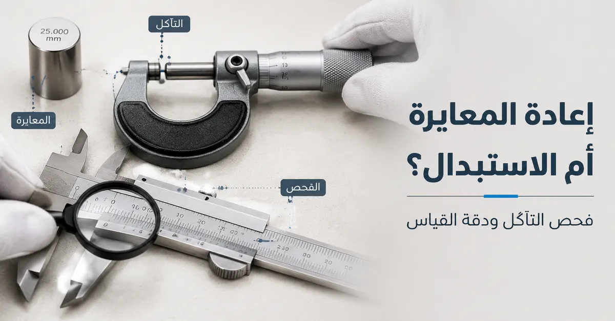 أدوات قياس دقيقة يتم فحصها لرصد تآكل المعايرة وعلامات الاستبدال