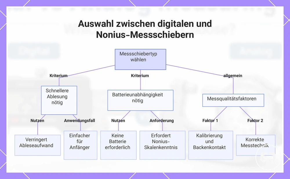 Auswahl zwischen digitalen und Nonius-Messschiebern