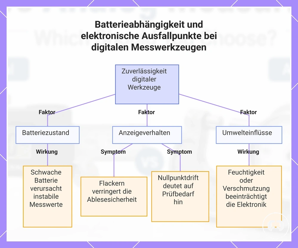 Batterieabhängigkeit und elektronische Ausfallpunkte bei digitalen Messwerkzeugen