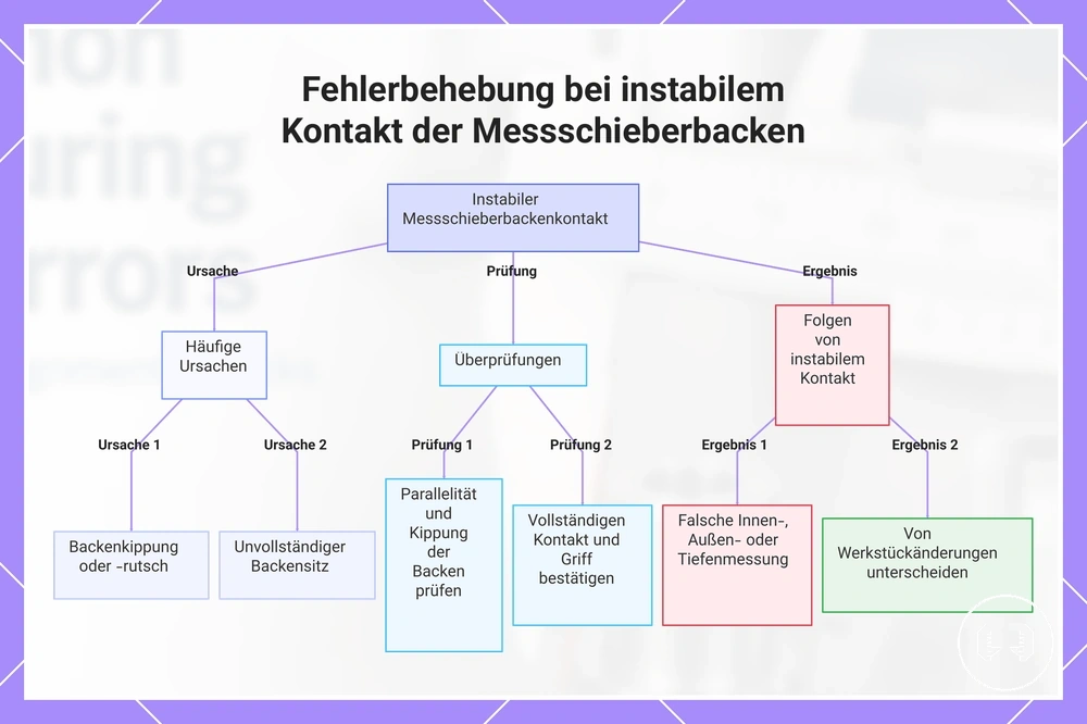 Fehlerbehebung bei instabilem Kontakt der Messschieberbacken
