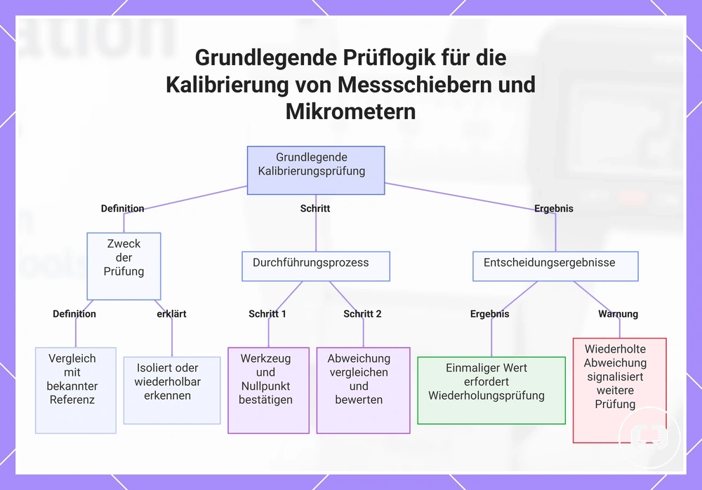 Grundlegende Prüflogik für die Kalibrierung von Messschiebern und Mikrometern