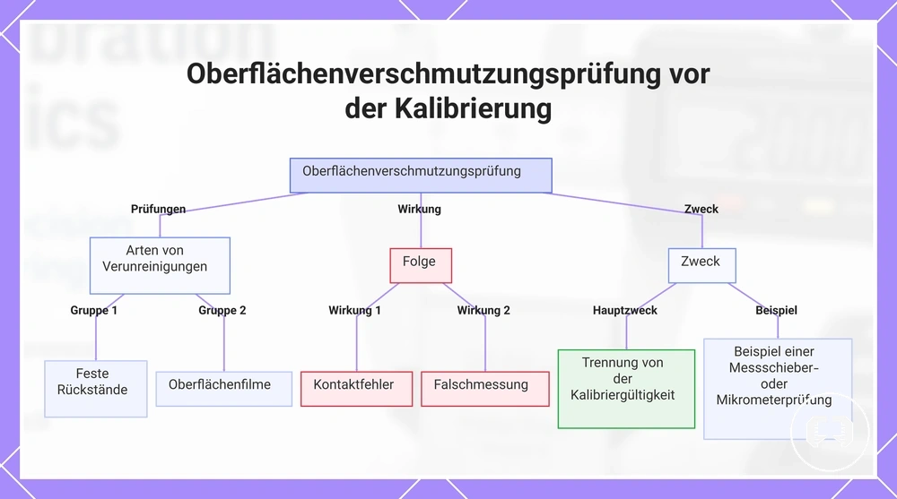 Oberflächenverschmutzungsprüfung vor der Kalibrierung