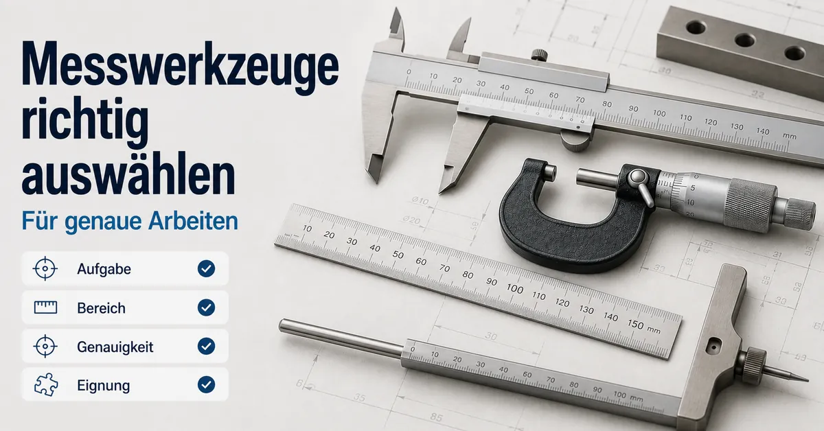Präzisionsmesswerkzeuge, angeordnet zur Auswahl des passenden Werkzeugs für genaue Arbeiten