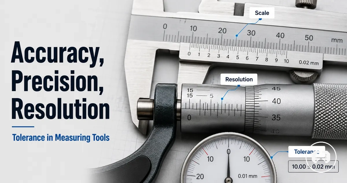 Close-up of precision measuring tool scales showing accuracy, resolution, and tolerance details