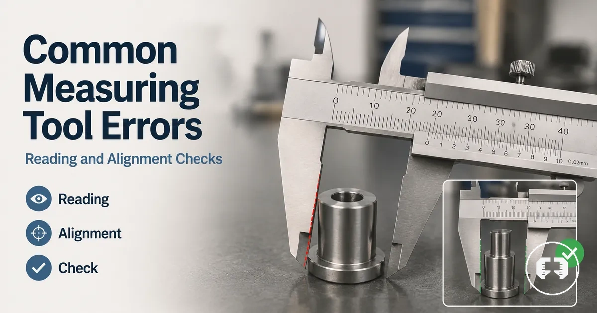 Precision measuring tool positioned to show common reading and alignment errors
