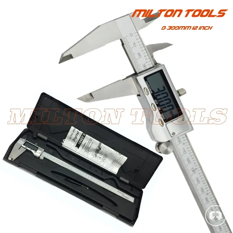 Stainless steel digital caliper with metal case for 0 to 300 mm measurement