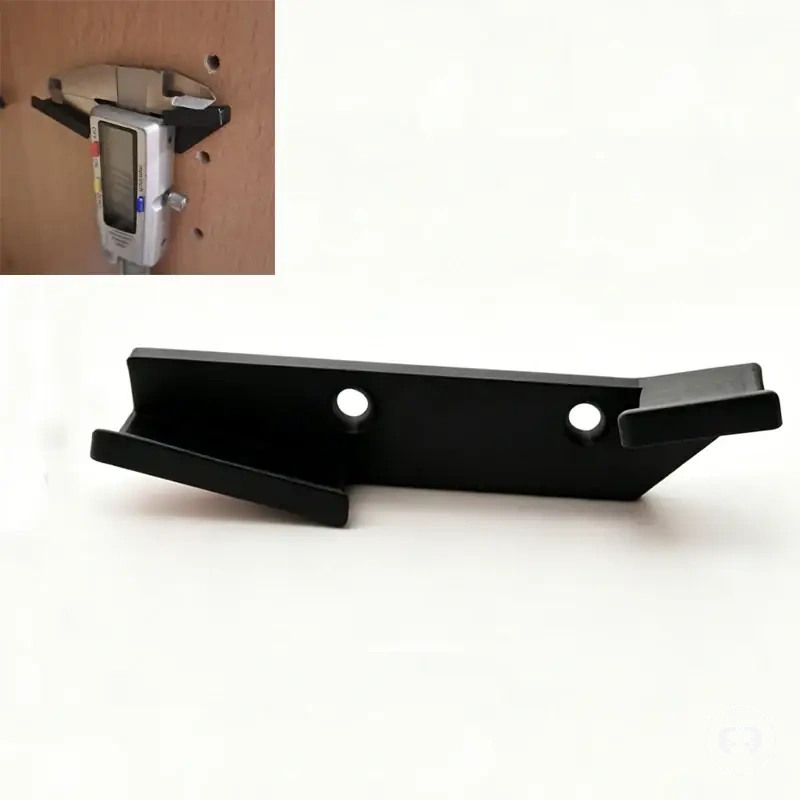 Wall-mounted storage bracket and hook for holding a vernier caliper