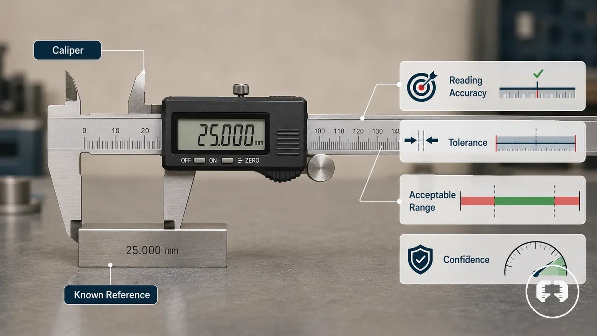 Precision measuring tool checked against a known reference standard
