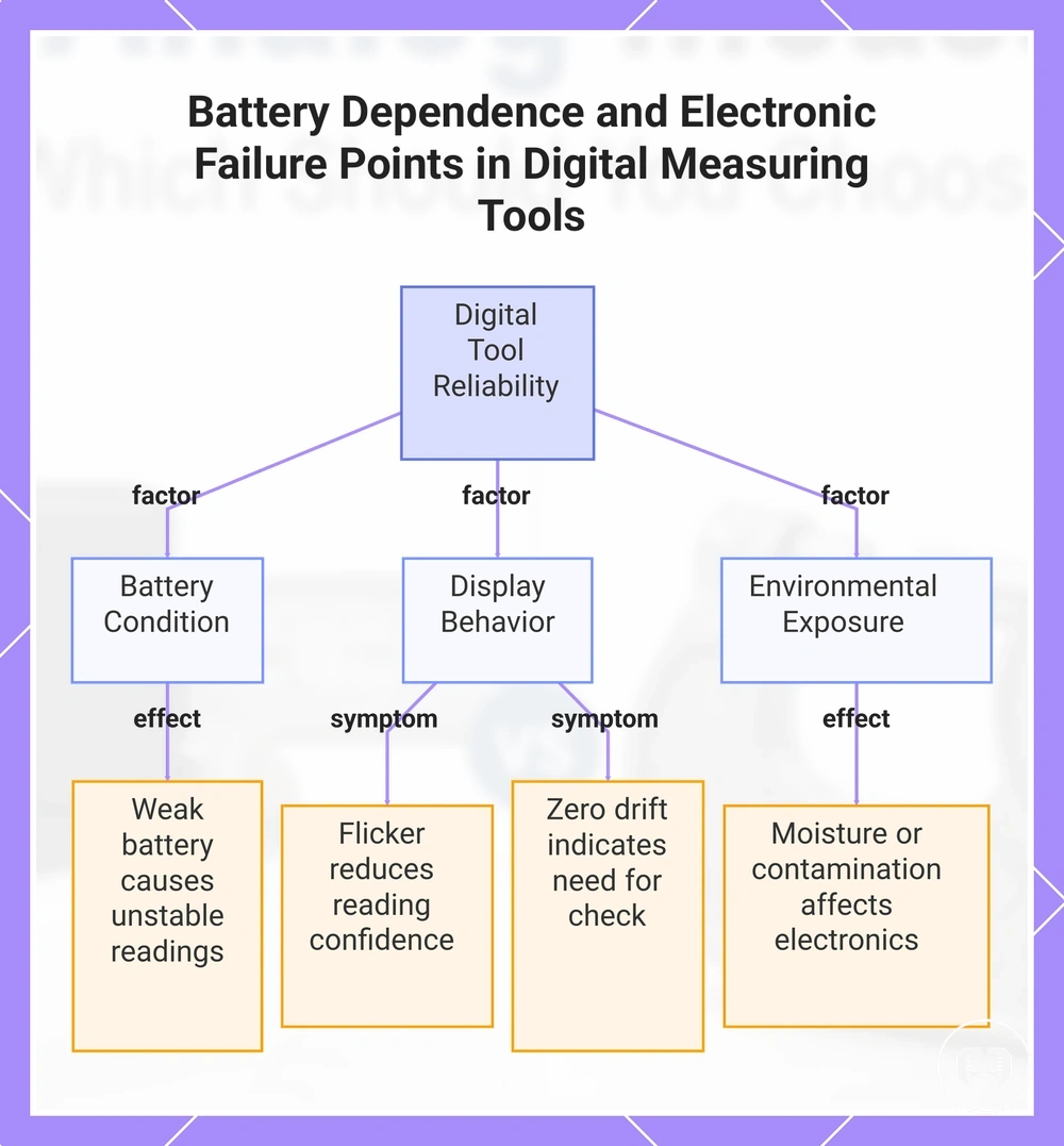 Battery Dependence and Electronic Failure Points in Digital Measuring Tools