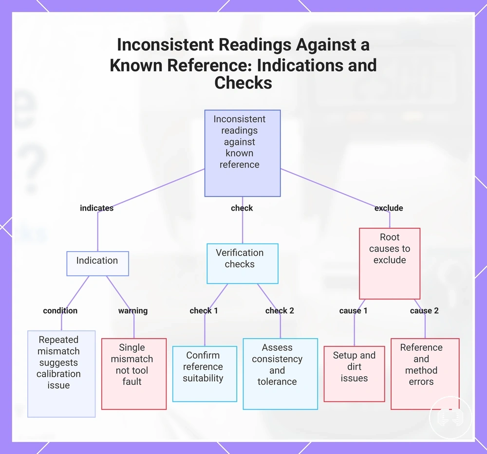 Inconsistent Readings Against a Known Reference: Indications and Checks