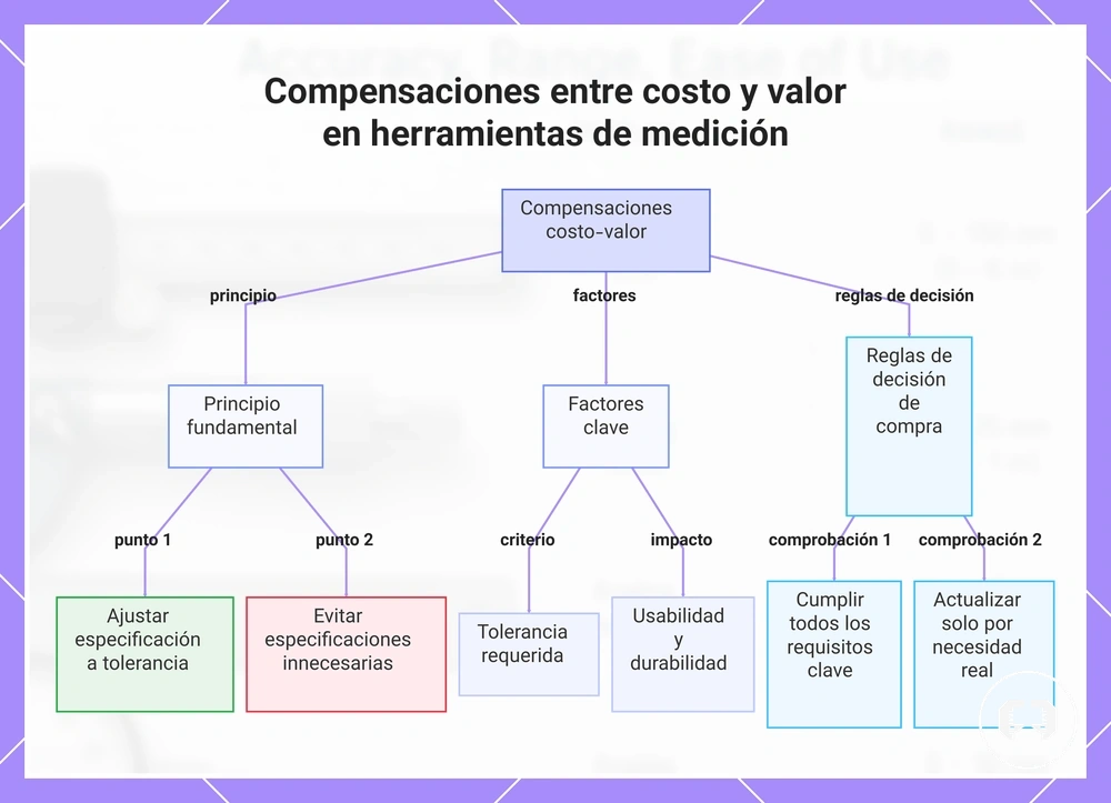 Compensaciones entre costo y valor en herramientas de medición