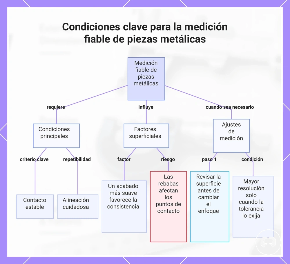 Condiciones clave para la medición fiable de piezas metálicas