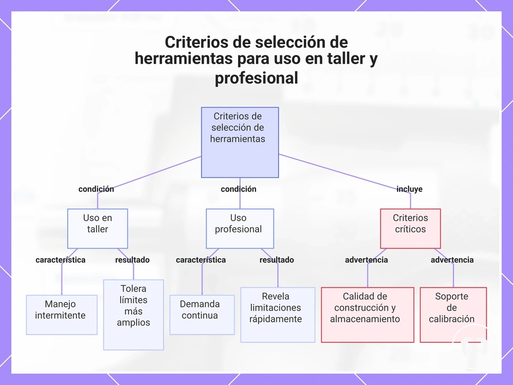 Criterios de selección de herramientas para uso en taller y profesional