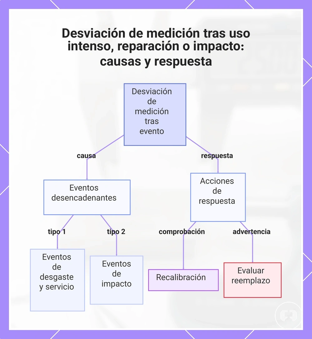Desviación de medición tras uso intenso, reparación o impacto: causas y respuesta