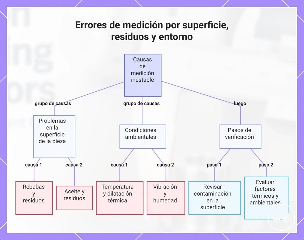Errores de medición por superficie, residuos y entorno