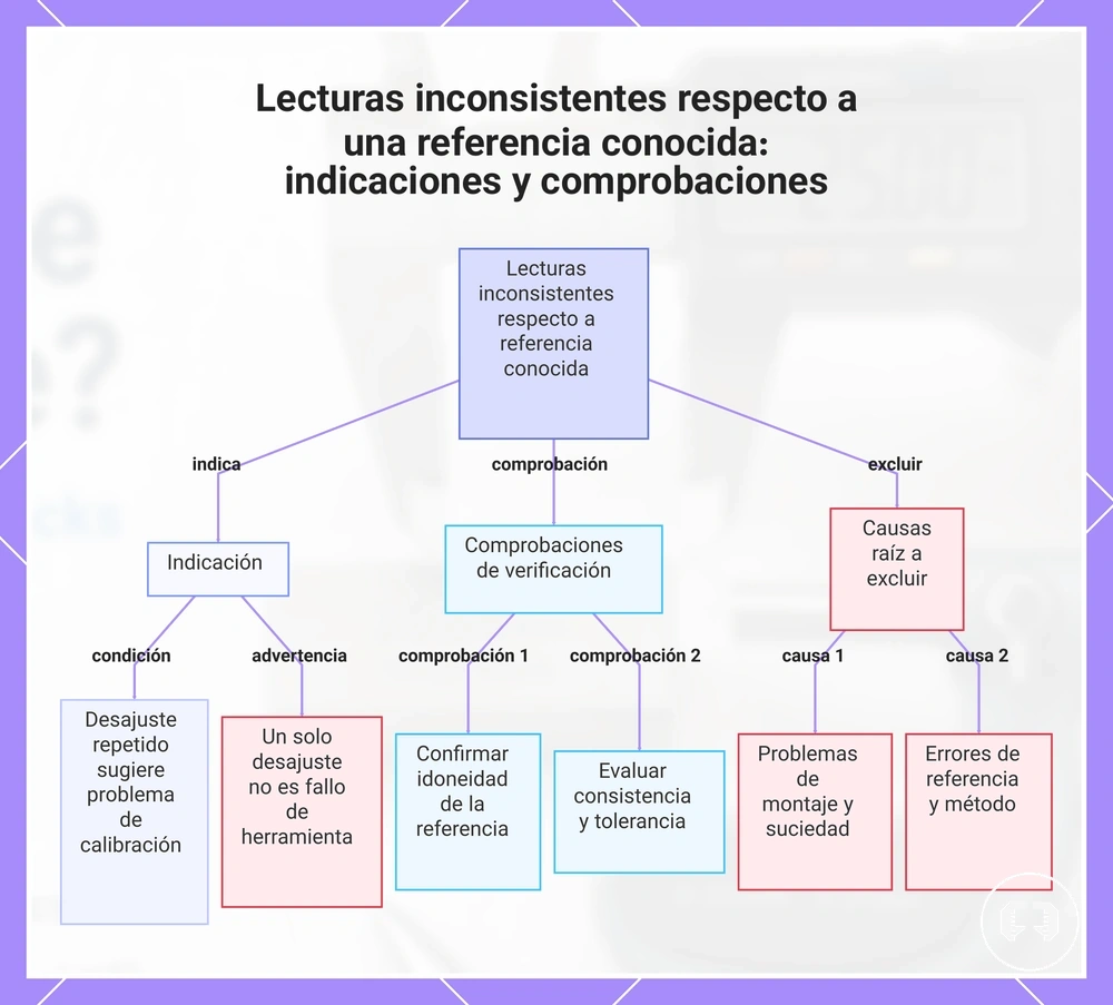 Lecturas inconsistentes respecto a una referencia conocida: indicaciones y comprobaciones