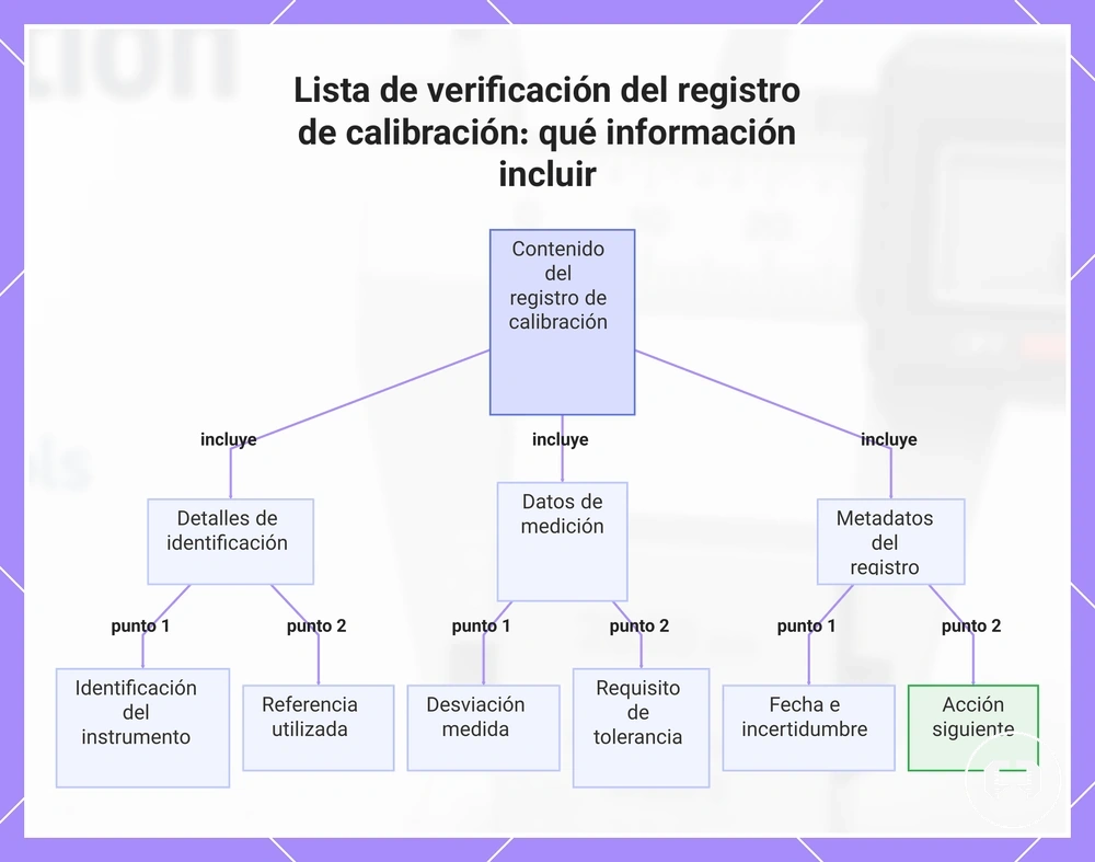 Lista de verificación del registro de calibración: qué información incluir