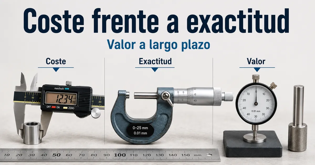 Herramientas de medición de precisión ordenadas para comparar coste, exactitud y valor a largo plazo