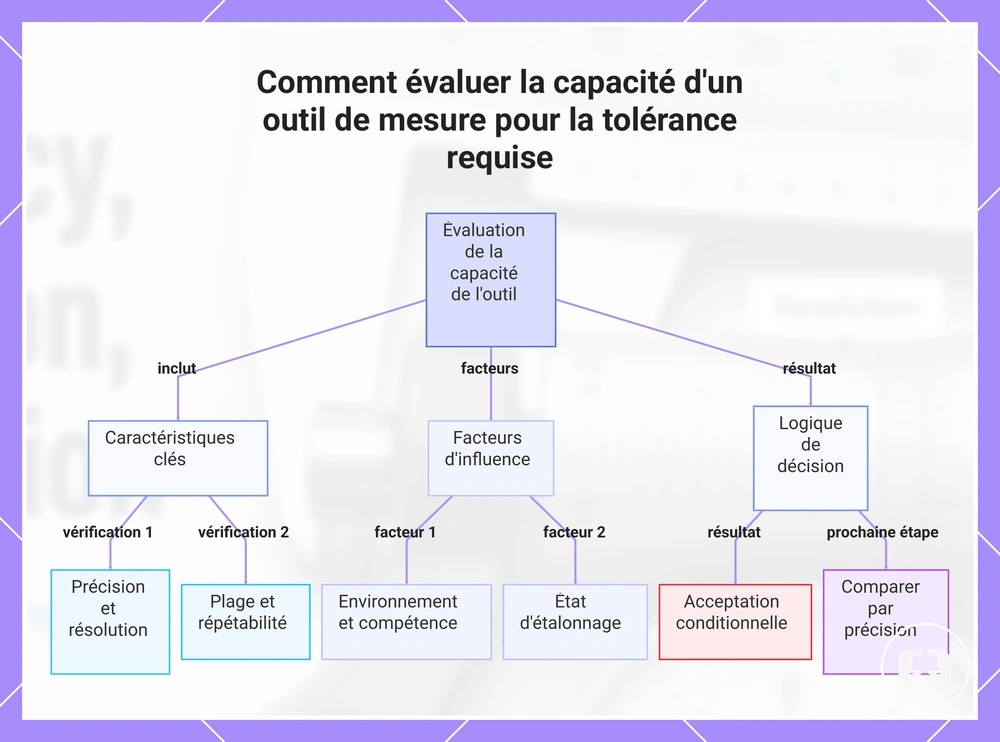 Comment évaluer la capacité d'un outil de mesure pour la tolérance requise