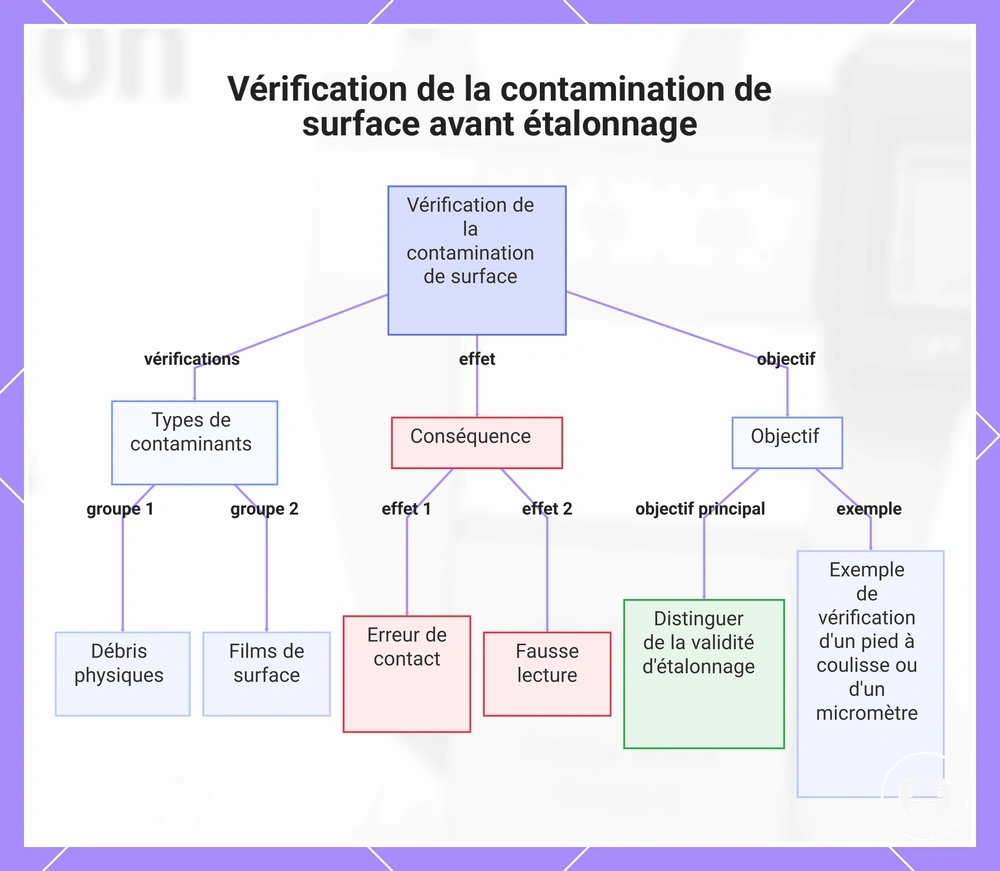Vérification de la contamination de surface avant étalonnage