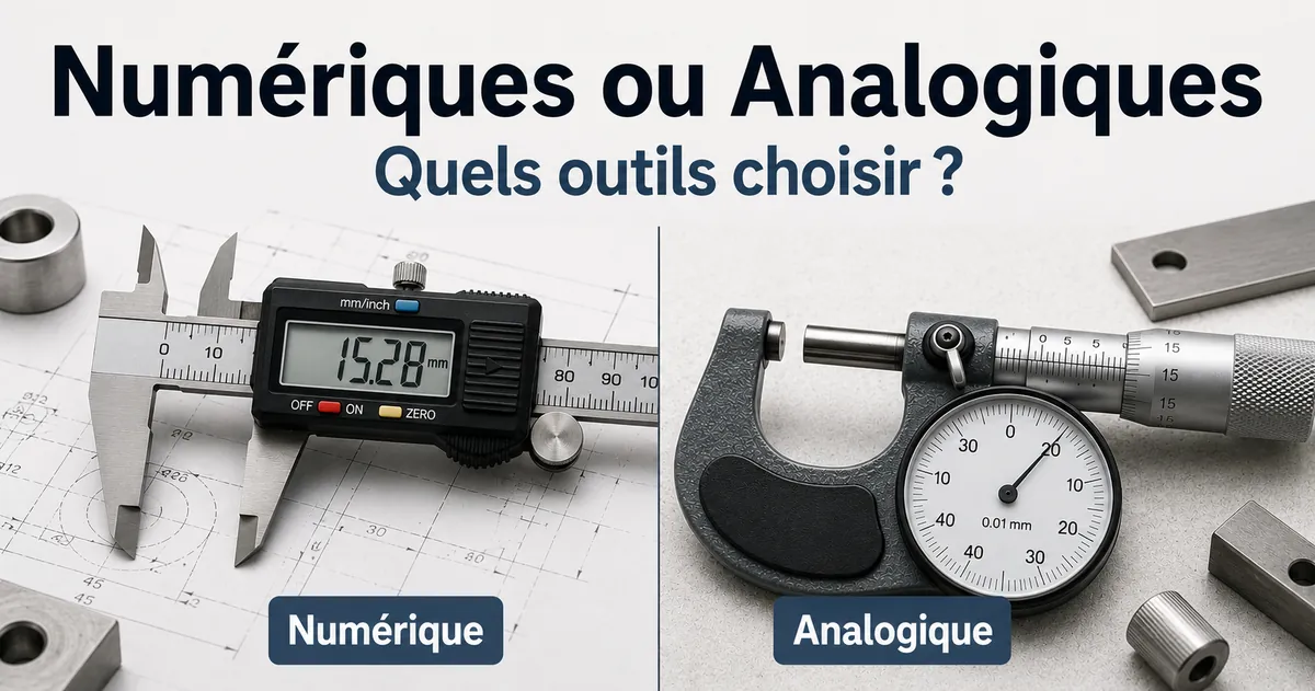 Outils de mesure de précision numériques et analogiques placés côte à côte pour comparaison