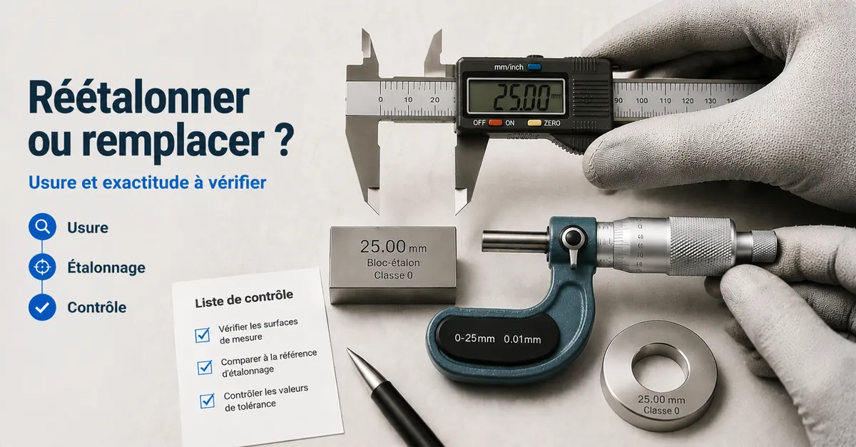 Outils de mesure de précision contrôlés pour repérer l’usure d’étalonnage et les signes de remplacement