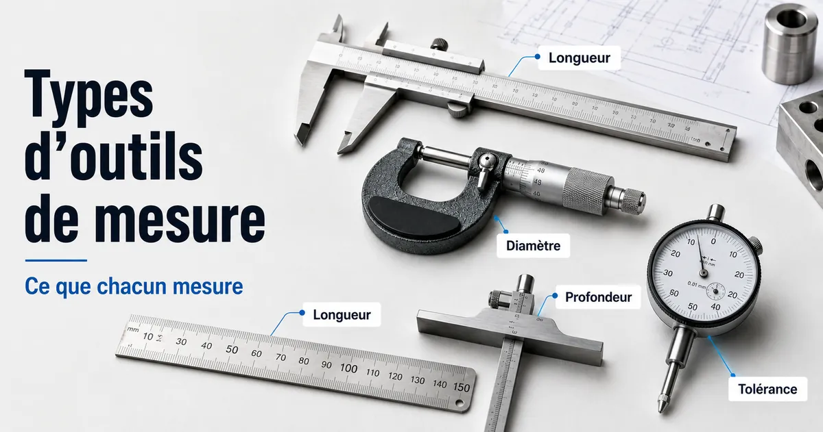 Différents types d’outils de mesure de précision présentés selon ce que chacun mesure