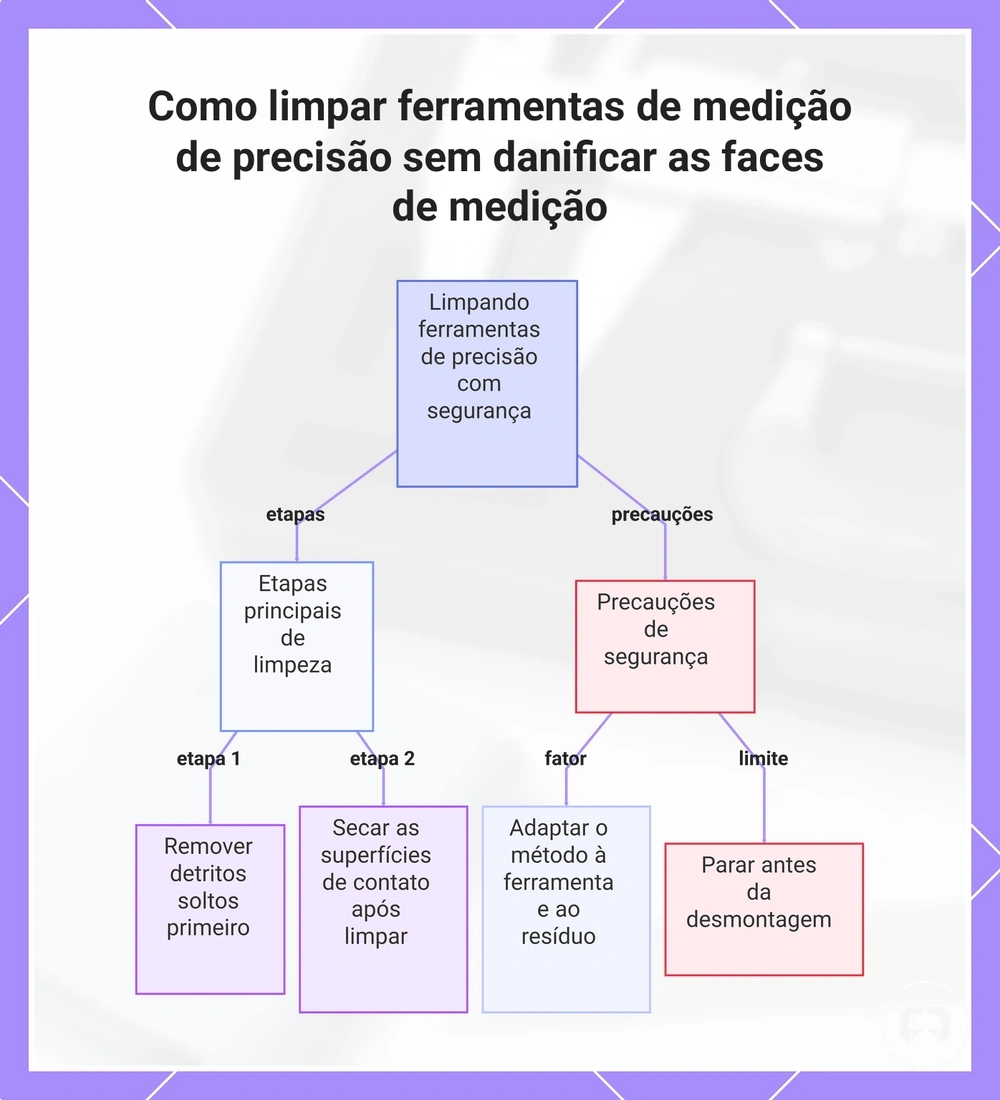 Como limpar ferramentas de medição de precisão sem danificar as faces de medição