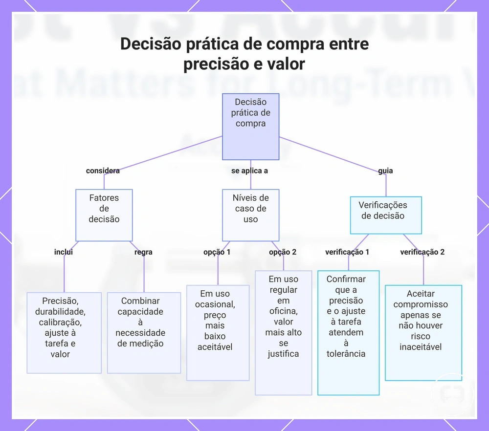 Decisão prática de compra entre precisão e valor