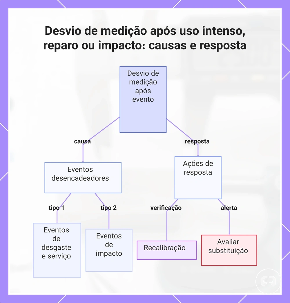 Desvio de medição após uso intenso, reparo ou impacto: causas e resposta