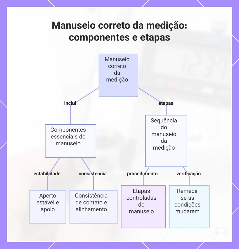 Manuseio correto da medição: componentes e etapas