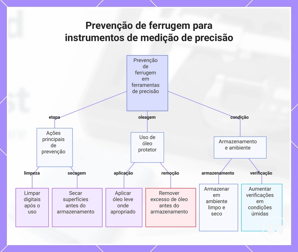 Prevenção de ferrugem para instrumentos de medição de precisão