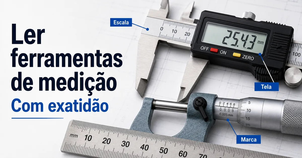 Detalhe de escalas e telas de ferramentas de medição de precisão para leitura exata