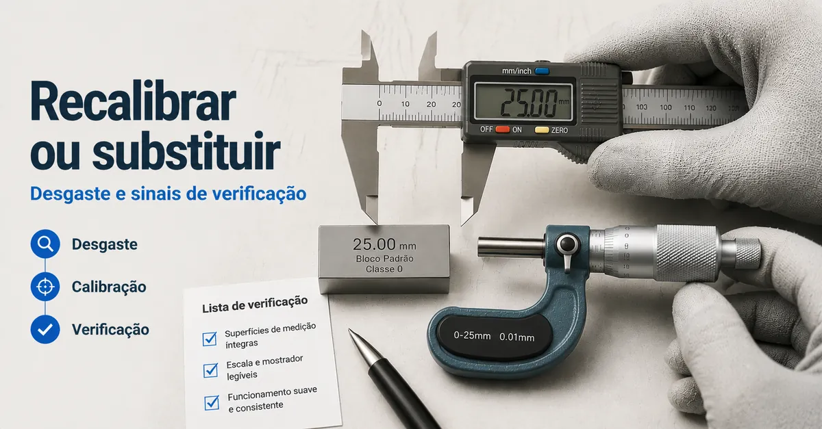 Ferramentas de medição de precisão verificadas para desgaste de calibração e sinais de substituição