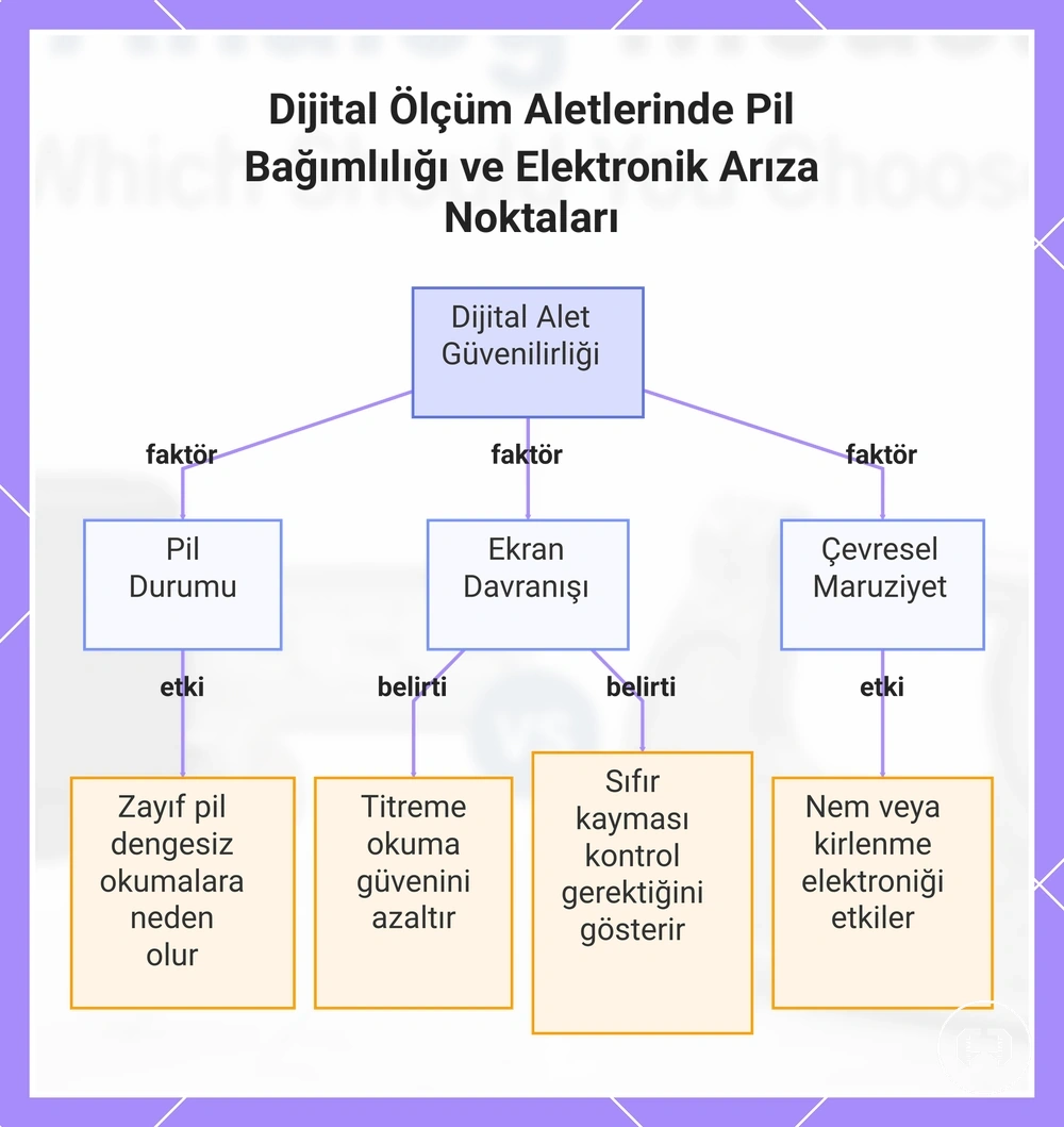 Dijital Ölçüm Aletlerinde Pil Bağımlılığı ve Elektronik Arıza Noktaları