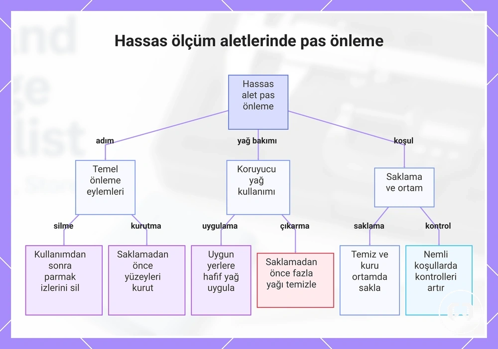 Hassas ölçüm aletlerinde pas önleme