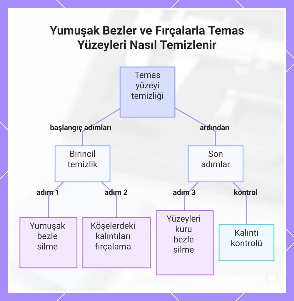 Yumuşak Bezler ve Fırçalarla Temas Yüzeyleri Nasıl Temizlenir