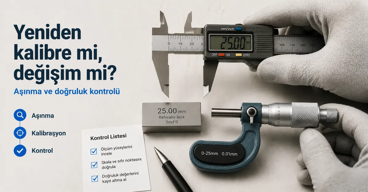 Kalibrasyon aşınması ve değişim belirtileri için kontrol edilen hassas ölçüm aletleri